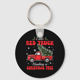 Little Red Trucks Hauling Santa Christmas Tree Par Key Ring