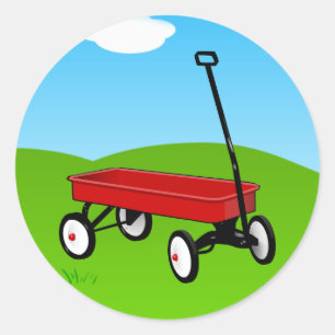 Little Red Wagon Classic Round Sticker