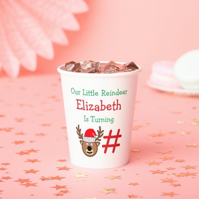 Little Reindeer Kids Birthday Paper Cups (Insitu)
