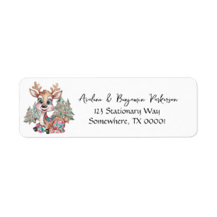 Little Reindeer Sewn Patchwork Baby Shower Address