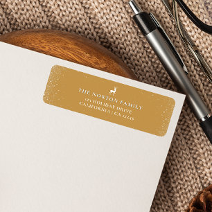 Little Reindeer Simple Snowflakes Ochre Christmas 