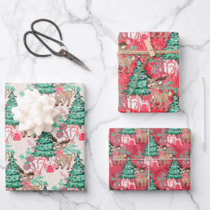 Little Reindeer With Christmas Tree Wrapping Paper