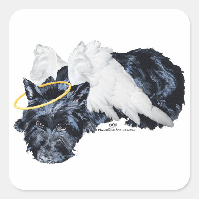 Little Resting Scottie Angel Square Sticker (Front)