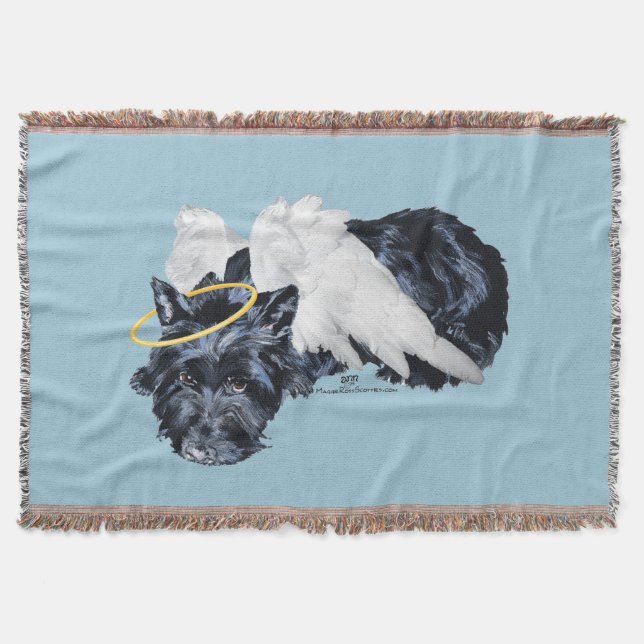 Little Resting Scottie Angel Throw Blanket (Front)