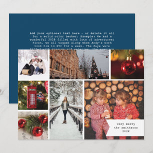 Little Ribbon Multi Photo Blue Christmas Holiday Card