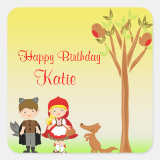 Little Riding Hood Birthday Celebration Square Sticker