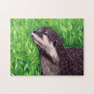 Little River Otter Painting Jigsaw Puzzle