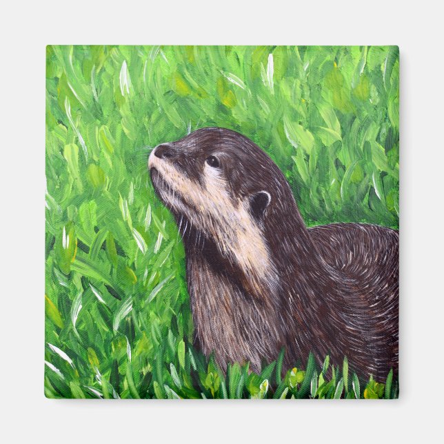 Little River Otter Painting Magnet (Front)