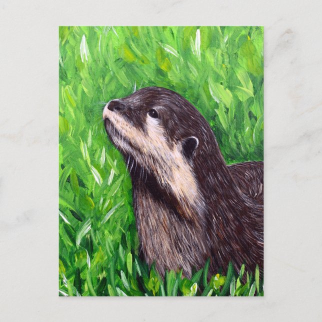 Little River Otter Painting Postcard (Front)