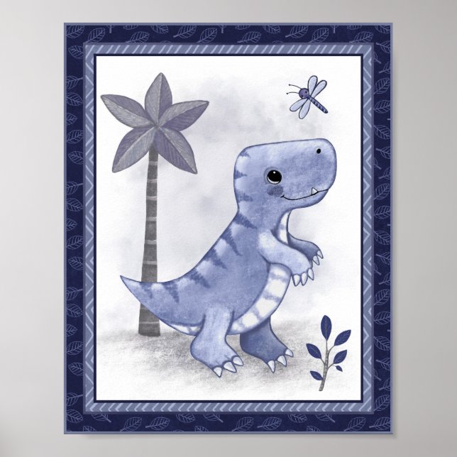Little Roar Dinosaur - T-Rex Nursery Art Poster (Front)