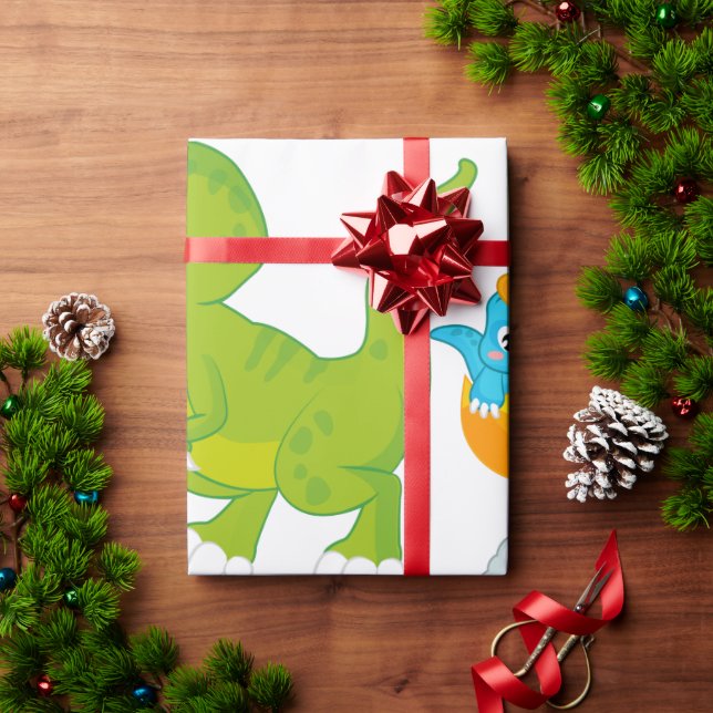 Little Roars Watercolor Baby Dinosaur  Wrapping Paper (Holiday Gift)
