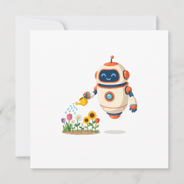 Little Robot Gardener Invitation (Front)