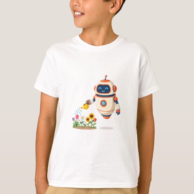 Little Robot Gardener T-Shirt (Front)