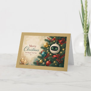 Little Robot Ornament in the Tree Christmas Card