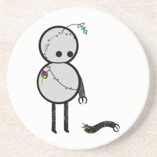 Little robot with broken arm coaster