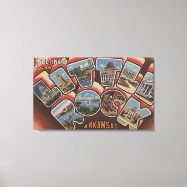 Little Rock, Arkansas - Large Letter Scenes 2 Canvas Print (Front)