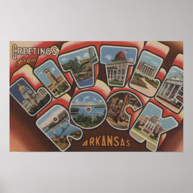 Little Rock, Arkansas - Large Letter Scenes 2 Poster (Front)