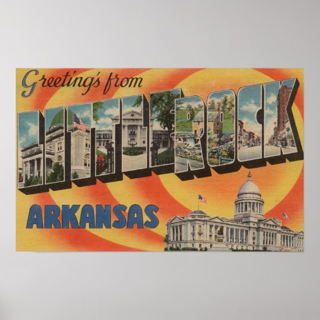 Little Rock, Arkansas - Large Letter Scenes Poster (Front)