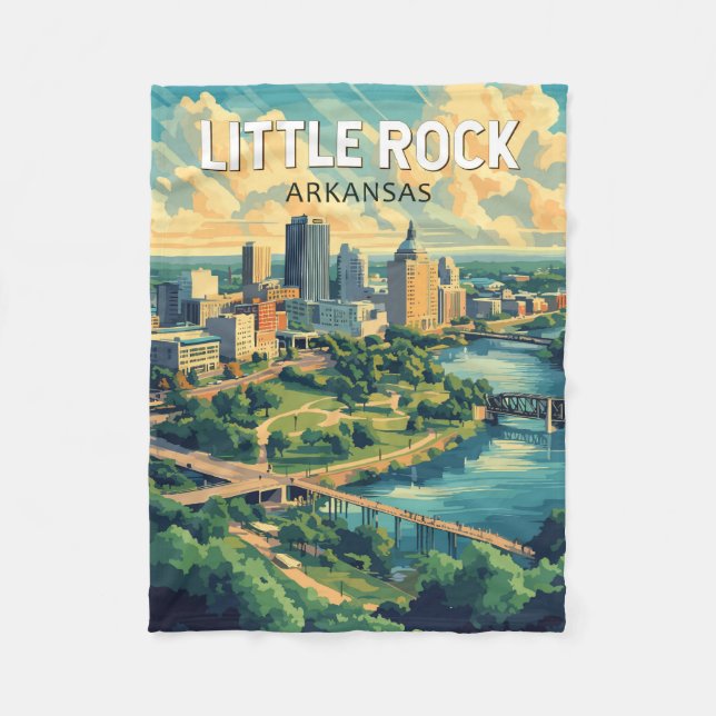 Little Rock Arkansas Travel Art Vintage Fleece Blanket (Front)