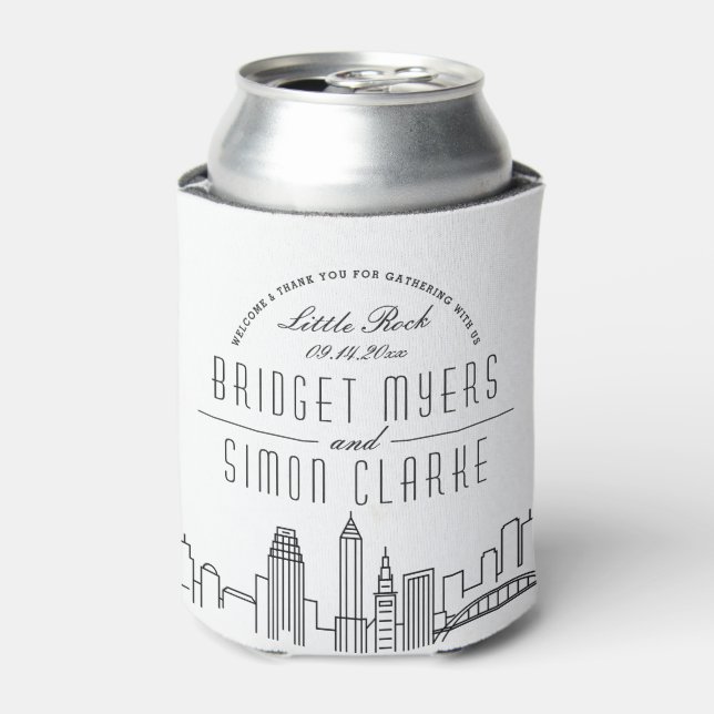 Little Rock Stylised Skyline | Wedding  Can Cooler (Can Front)