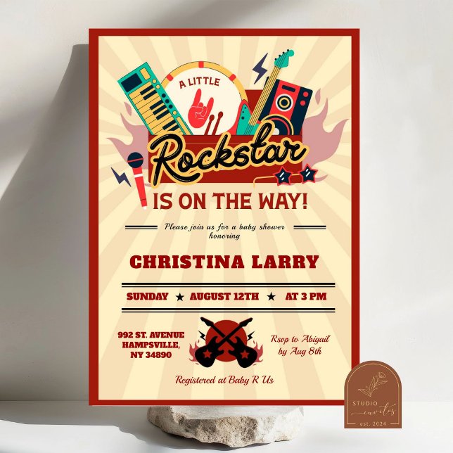 Little Rockstar Boy Baby Shower Invitation (Creator Uploaded)