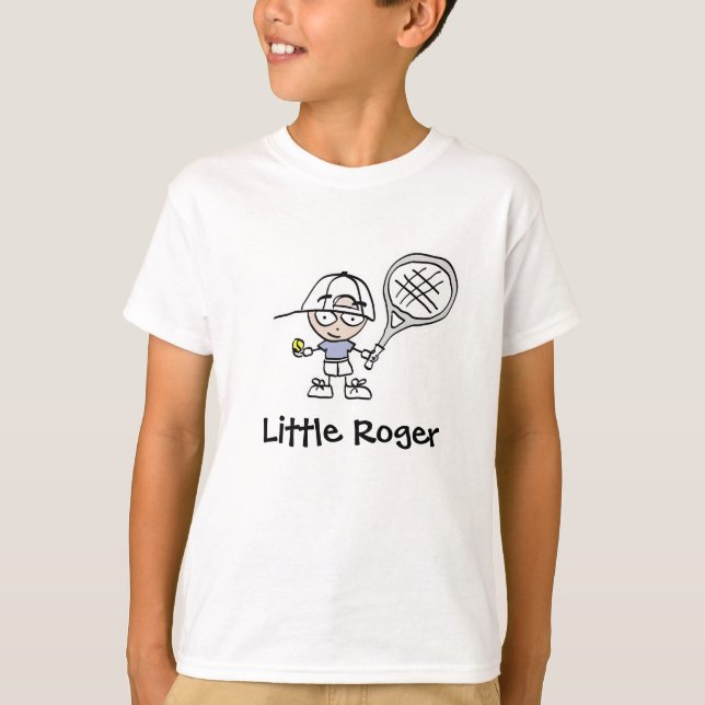 Little Roger Tennis Cartoon T shirt For Boys (Front)