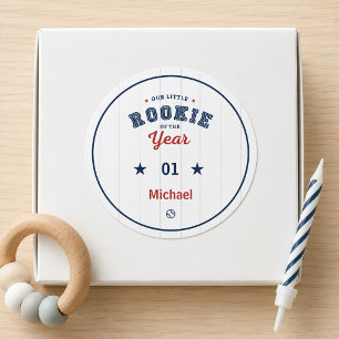 Little Rookie 1st Birthday Baseball Classic Round Sticker