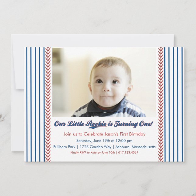 Little Rookie 1st Birthday Baseball Invitation (Front)