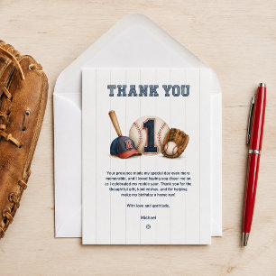 Little Rookie 1st Birthday Baseball Thank You Card