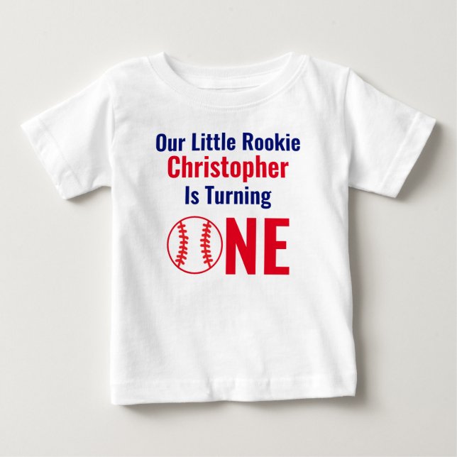 Little Rookie Baseball 1st Birthday Baby T-Shirt (Front)