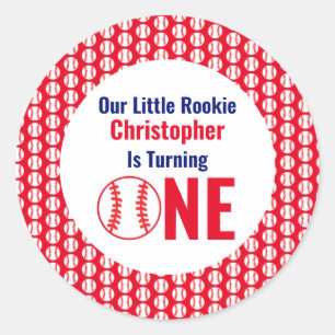 Little Rookie Baseball 1st Birthday Classic Round Sticker