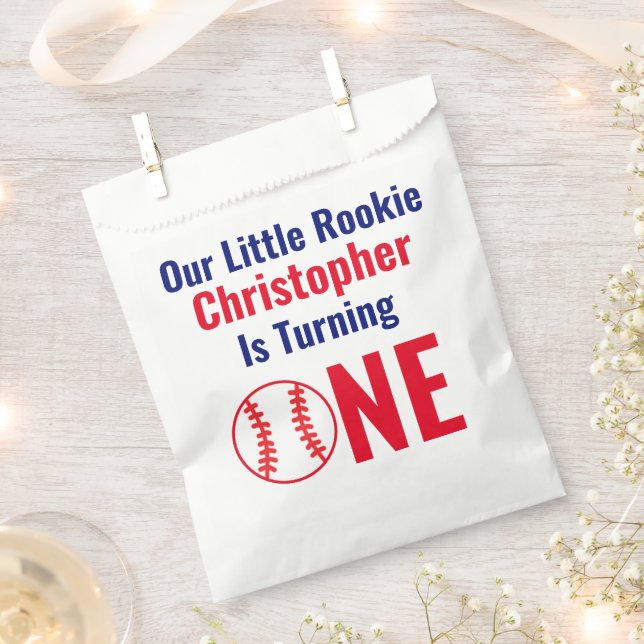 Little Rookie Baseball 1st Birthday Favour Bags (Clipped)