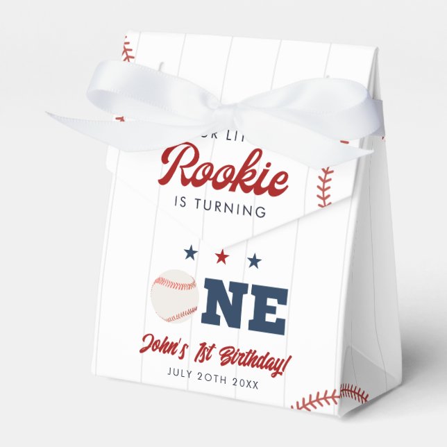 Little Rookie Baseball 1st Birthday Favour Box (Front Side)