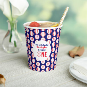 Little Rookie Baseball 1st Birthday Paper Cups