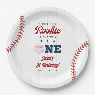 Little Rookie Baseball 1st Birthday Paper Plate