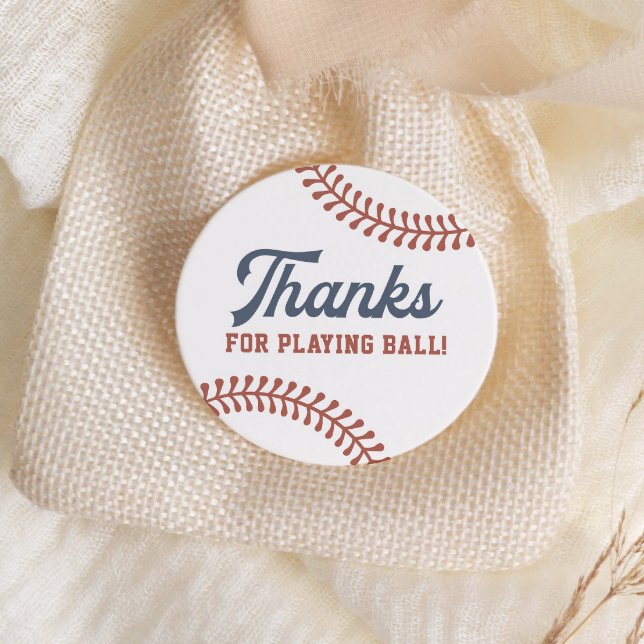 Little Rookie Baseball Boys 1st Birthday Party Classic Round Sticker (Creator Uploaded)