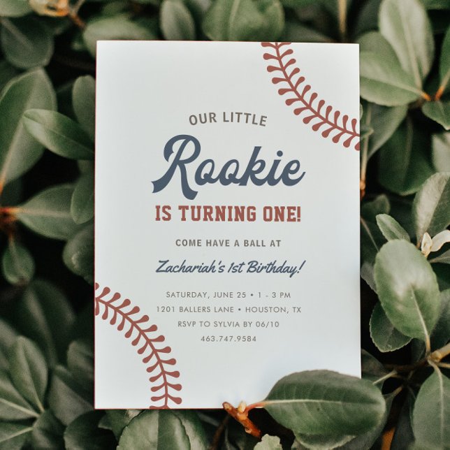 Little Rookie Baseball Boys 1st Birthday Party Invitation (Creator Uploaded)