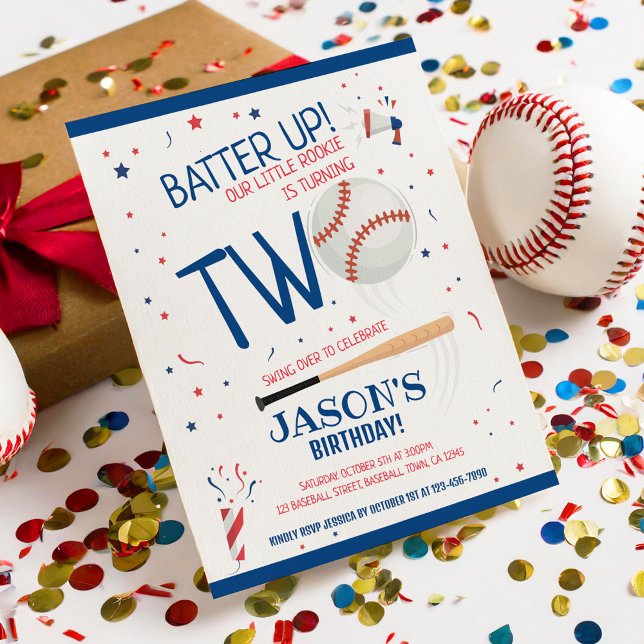 Little Rookie Baseball Budget 2nd Birthday Invite (Creator Uploaded)