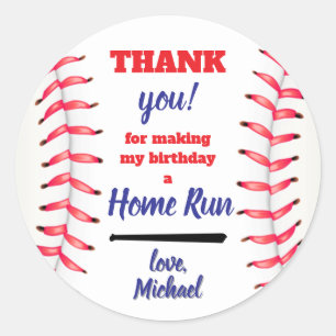 Little Rookie Baseball First Birthday Thank You Classic Round Sticker