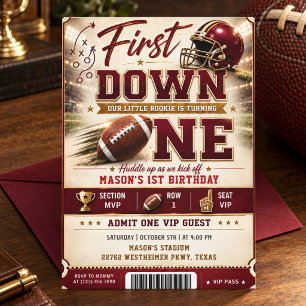 Little Rookie Football 1st Birthday Invitation