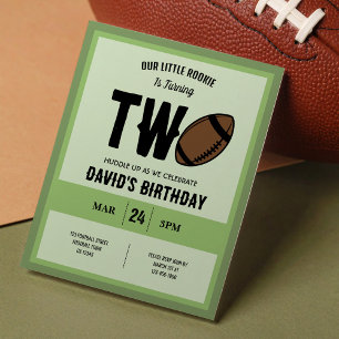 Little Rookie Football Budget 2nd Birthday Invite
