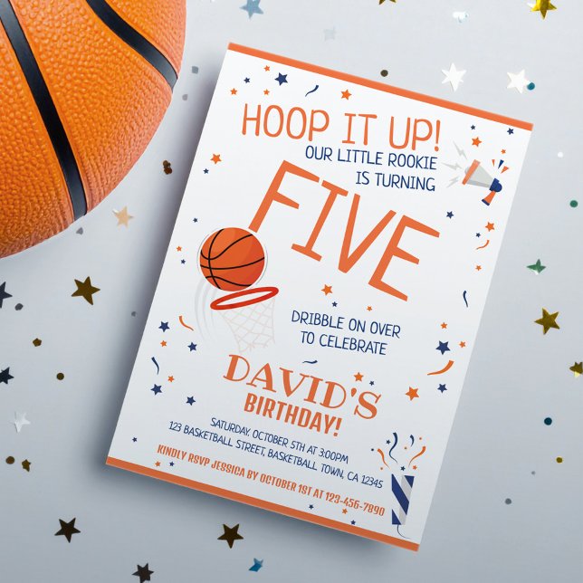 Little Rookie Hoop It Up Basketball Birthday Invitation (Creator Uploaded)