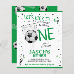 Little Rookie Soccer Budget 1st Birthday Invite