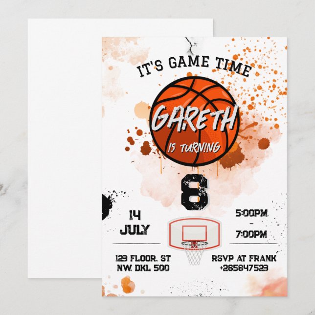 Little Rookie Soccer Navy Orange Boys Birthday Invitation (Front/Back)