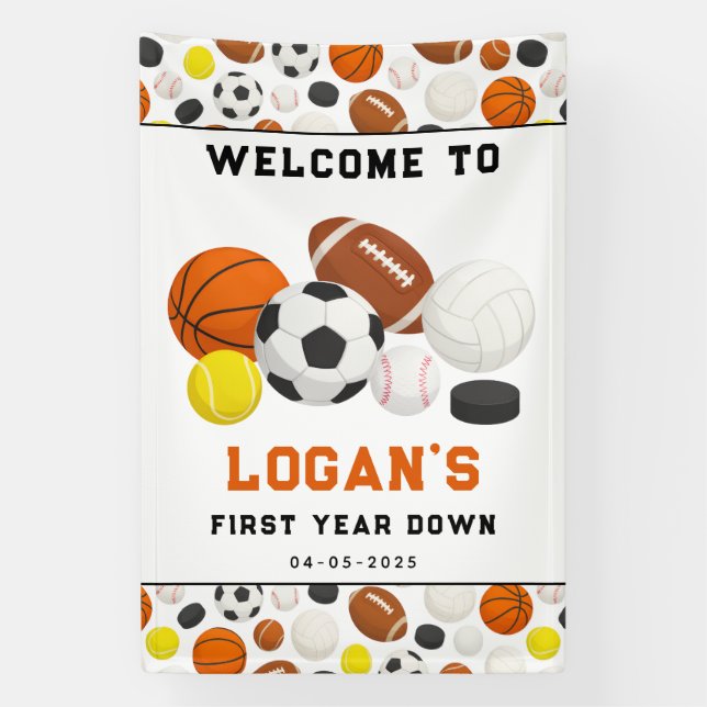 Little Rookie Sports 1st Birthday | All-Star  Banner (Vertical)
