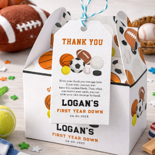 Little Rookie Sports 1st Birthday All-Star Party Gift Tags