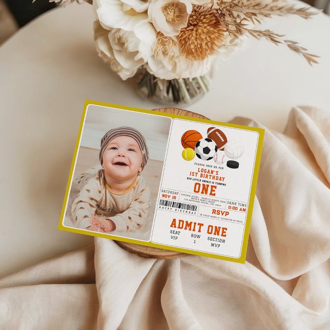 Little Rookie Sports 1st Birthday | Fun All-Star  Invitation (Little Rookie Sports 1st Birthday | Fun All-Star invitation)
