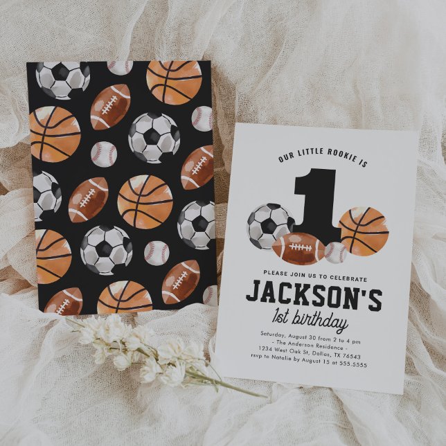 Little Rookie Sports 1st Birthday Invitation (Creator Uploaded)