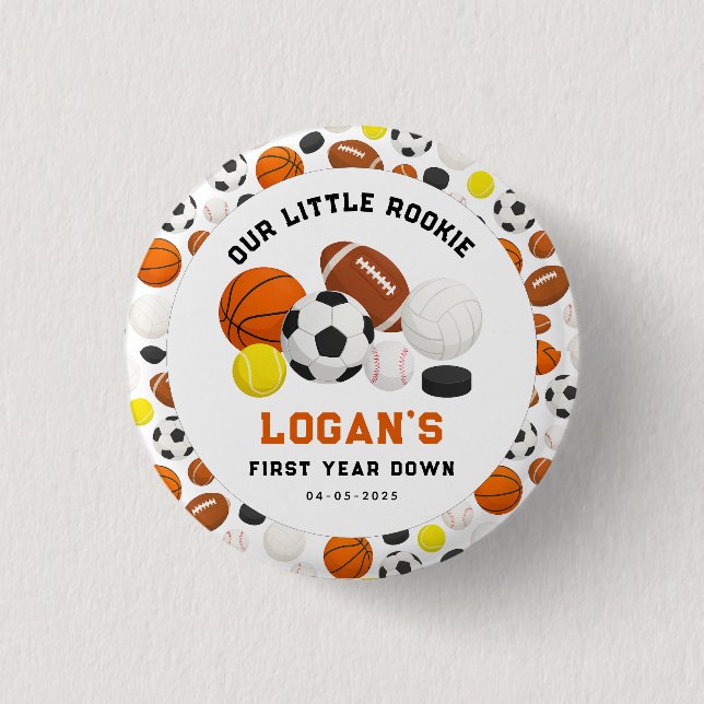 Little Rookie Sports 1st Birthday Party | All-Star 3 Cm Round Badge (Front)