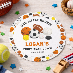 Little Rookie Sports 1st Birthday Party   All-Star Classic Round Sticker